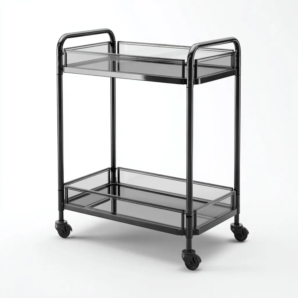 Dessertes et chariots métal et verre 60x40x85 cm - noir - pour cuisine - design moderne avec roulettes-Placidnest