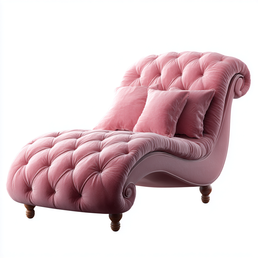 Chaise longue velours 170x70x85 cm - rose - pour salon - style classique capitonné-Placidnest