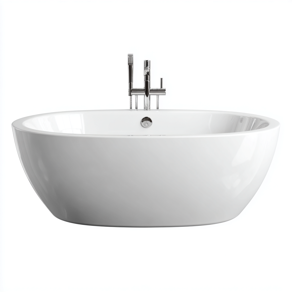 Baignoire acrylique 170x80x60 cm - blanc - design moderne - adapté à la salle de bain-Placidnest