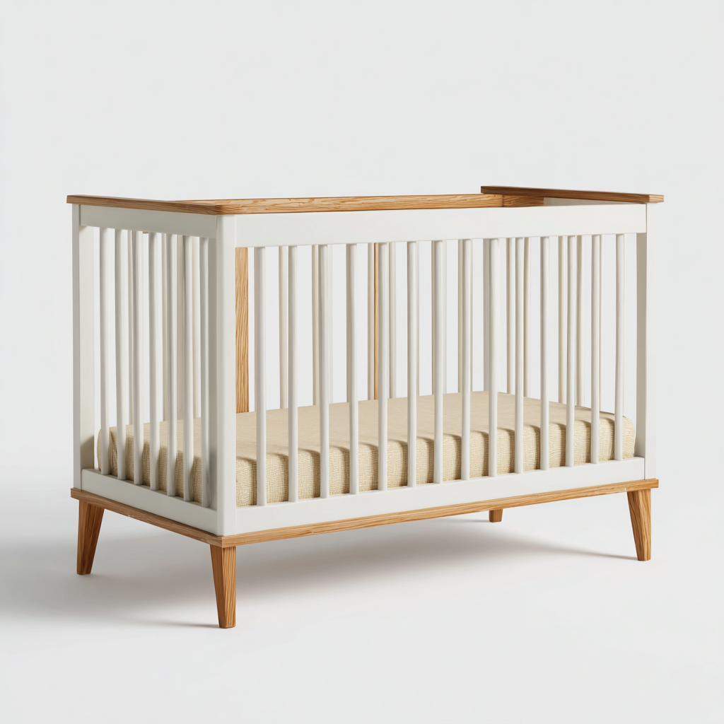 Lit bébé bois 126x66x89 cm - blanc - bois clair - pour chambre - design moderne-Placidnest