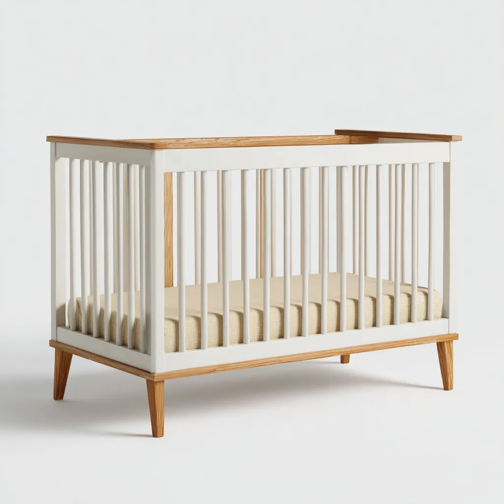 Lit bébé bois 126x66x89 cm - blanc - bois clair - pour chambre - design moderne-Placidnest