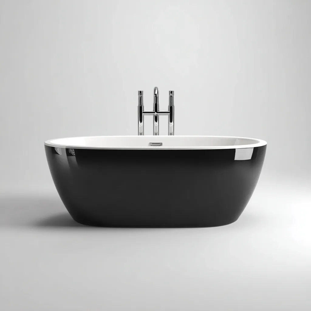 Baignoire acrylique 165x75x58 cm - noir - blanc - design moderne - adapté à la salle de bain-Placidnest