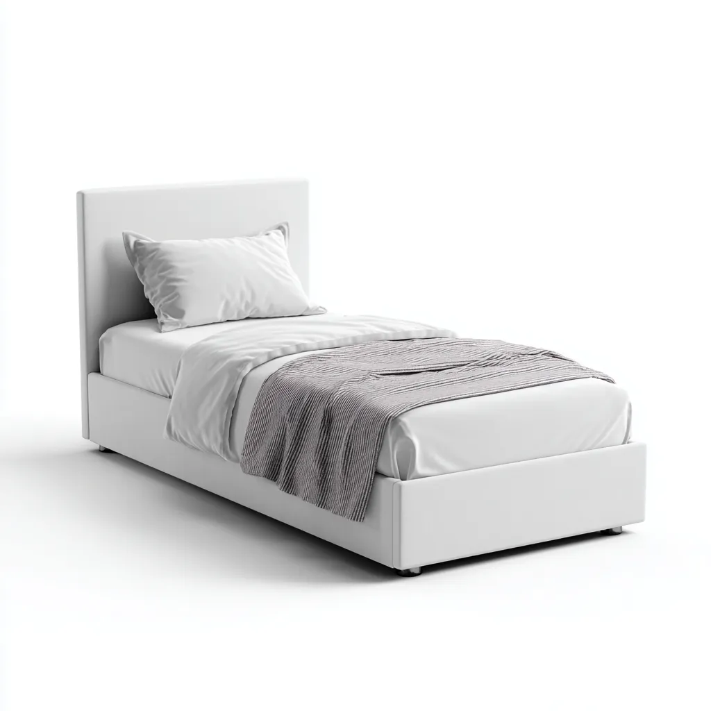 Lit simple tissu 205x100x98 cm - blanc - pour chambre - design moderne-Placidnest