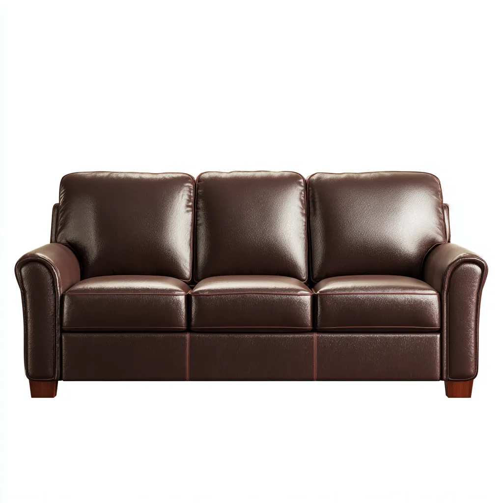 Canapé droit cuir synthétique 186x90x94 cm - marron foncé - pour salon - design contemporain-Placidnest