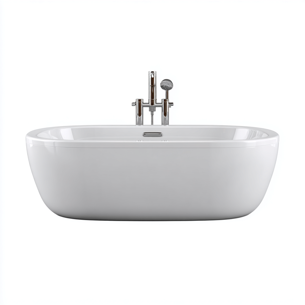 Baignoire acrylique 168x78x58 cm - blanc - design moderne - adapté à la salle de bain-Placidnest