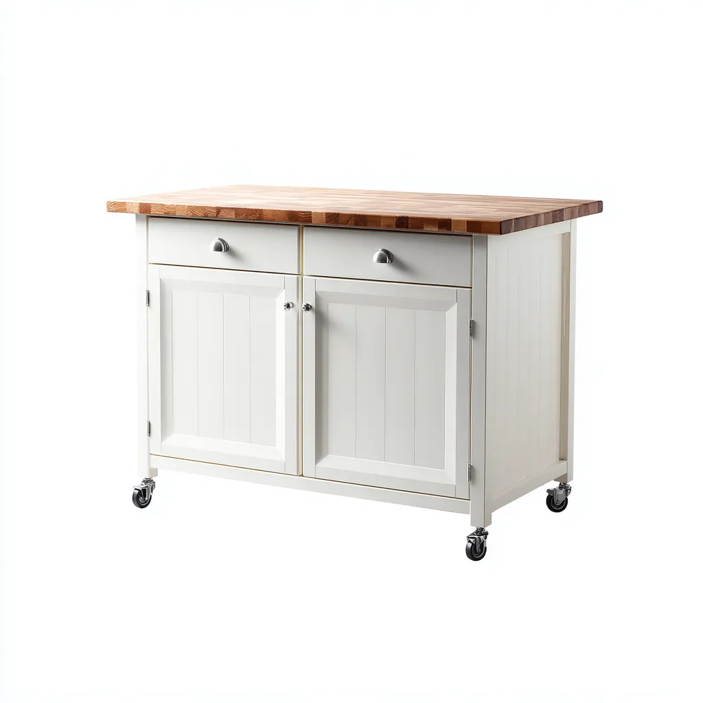 Îlot de cuisine - bois métal 95x48x90 cm - blanc - bois - adapté pour cuisine - design moderne-Placidnest