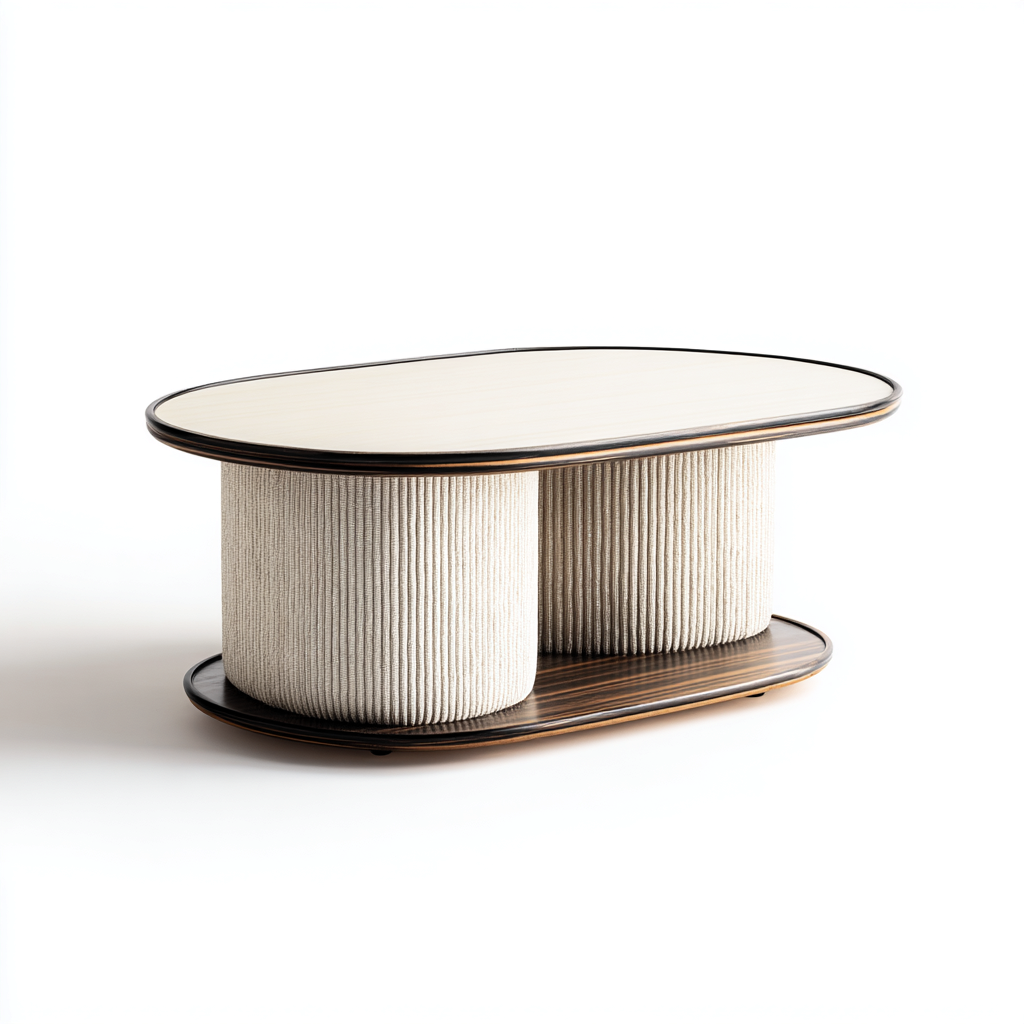 Table basse en bois 105x60x42 cm - crème - marron - pour salon - design moderne élégant-Placidnest