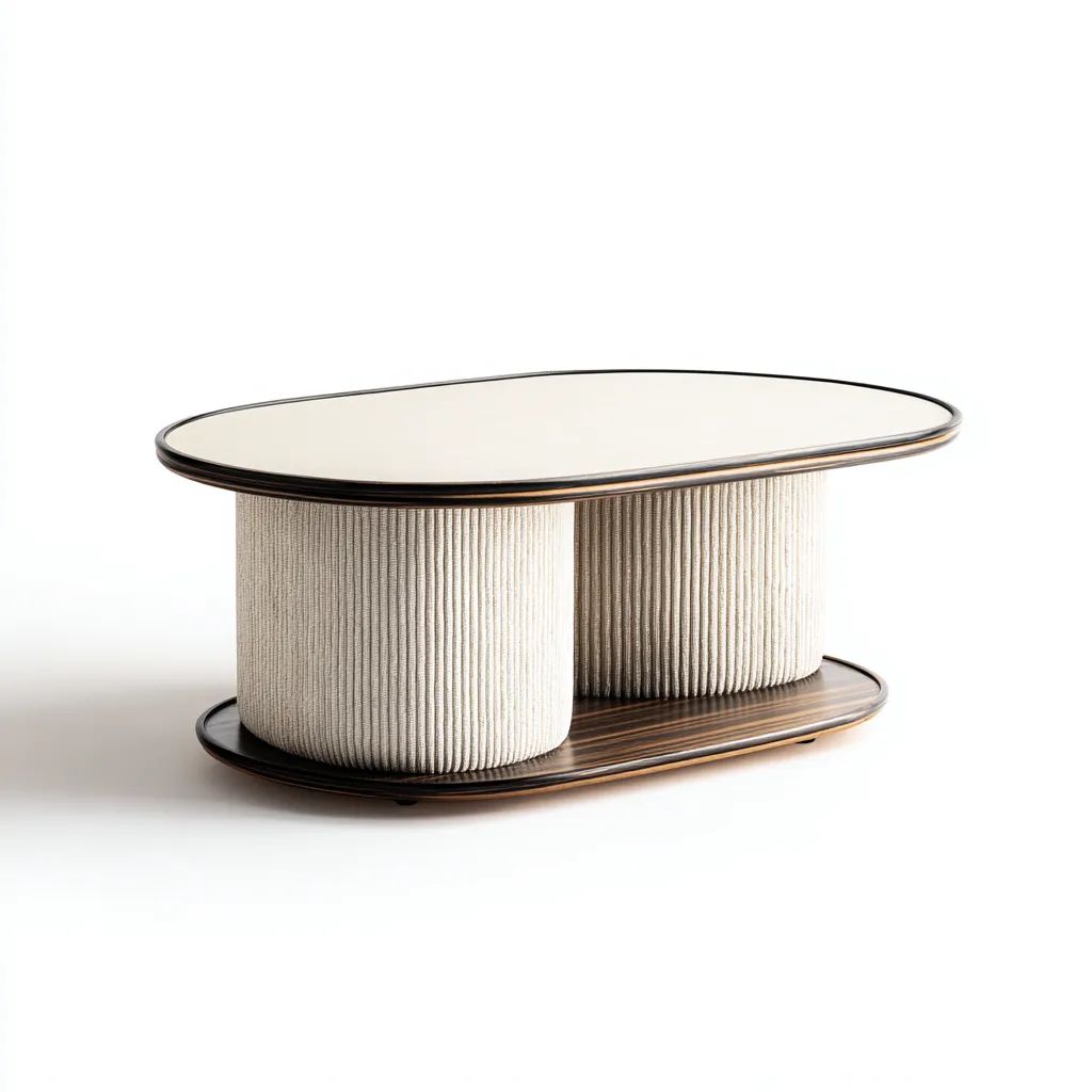 Table basse en bois 105x60x42 cm - crème - marron - pour salon - design moderne élégant-Placidnest