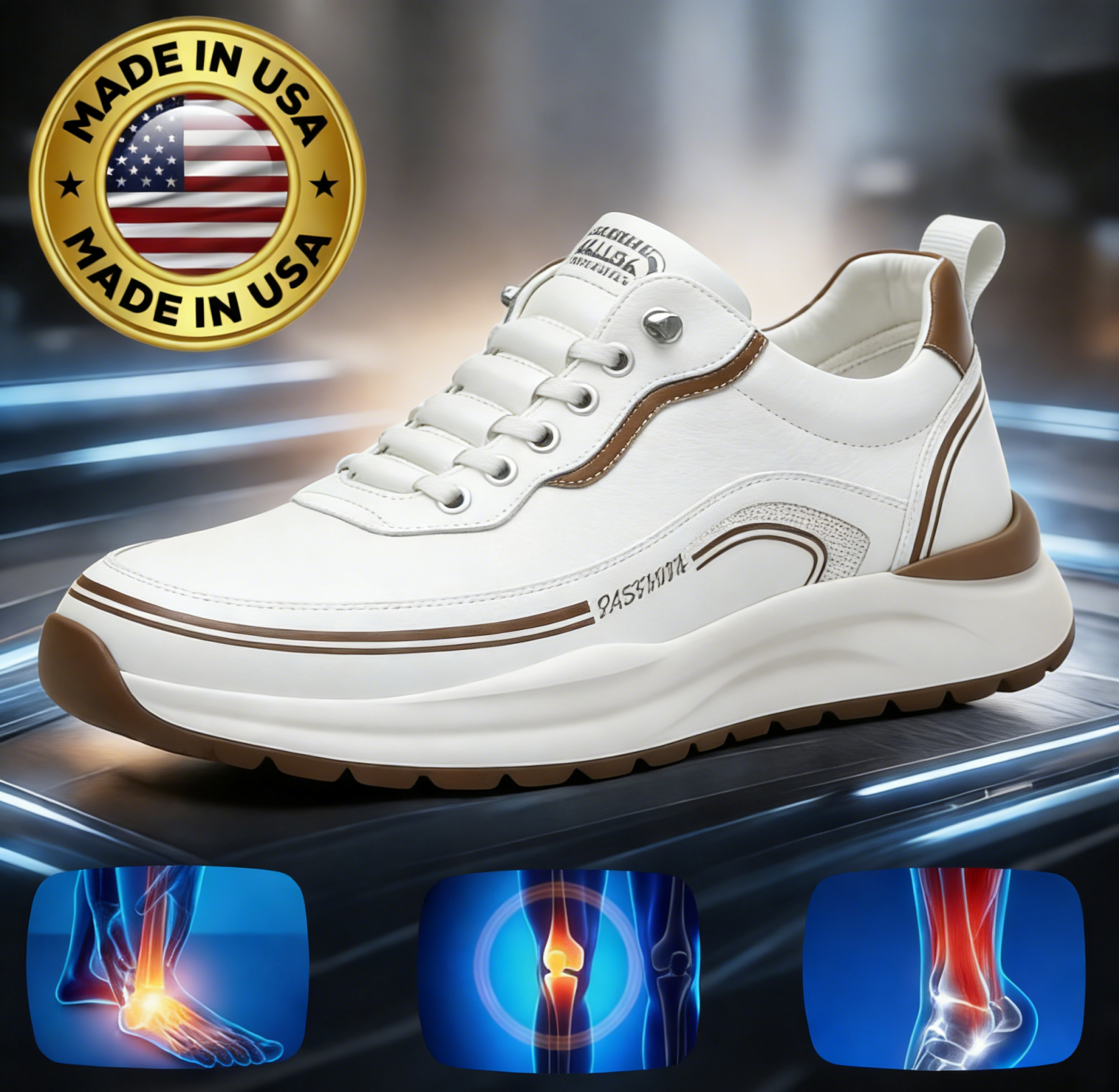 🐂【Стелки с изкуствен интелект】Произведено в САЩ✅ Висококачествена кожа + ръчно зашити - задължително за мъже🔴 Преносим подиатър