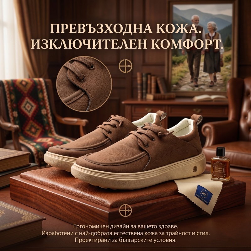 🐂【Произведено в Италия】✅ Висококачествена кожа + широк дизайн на пръстите + амортизираща дебела подметка 🔴 Препоръчано от ортопедични лекари