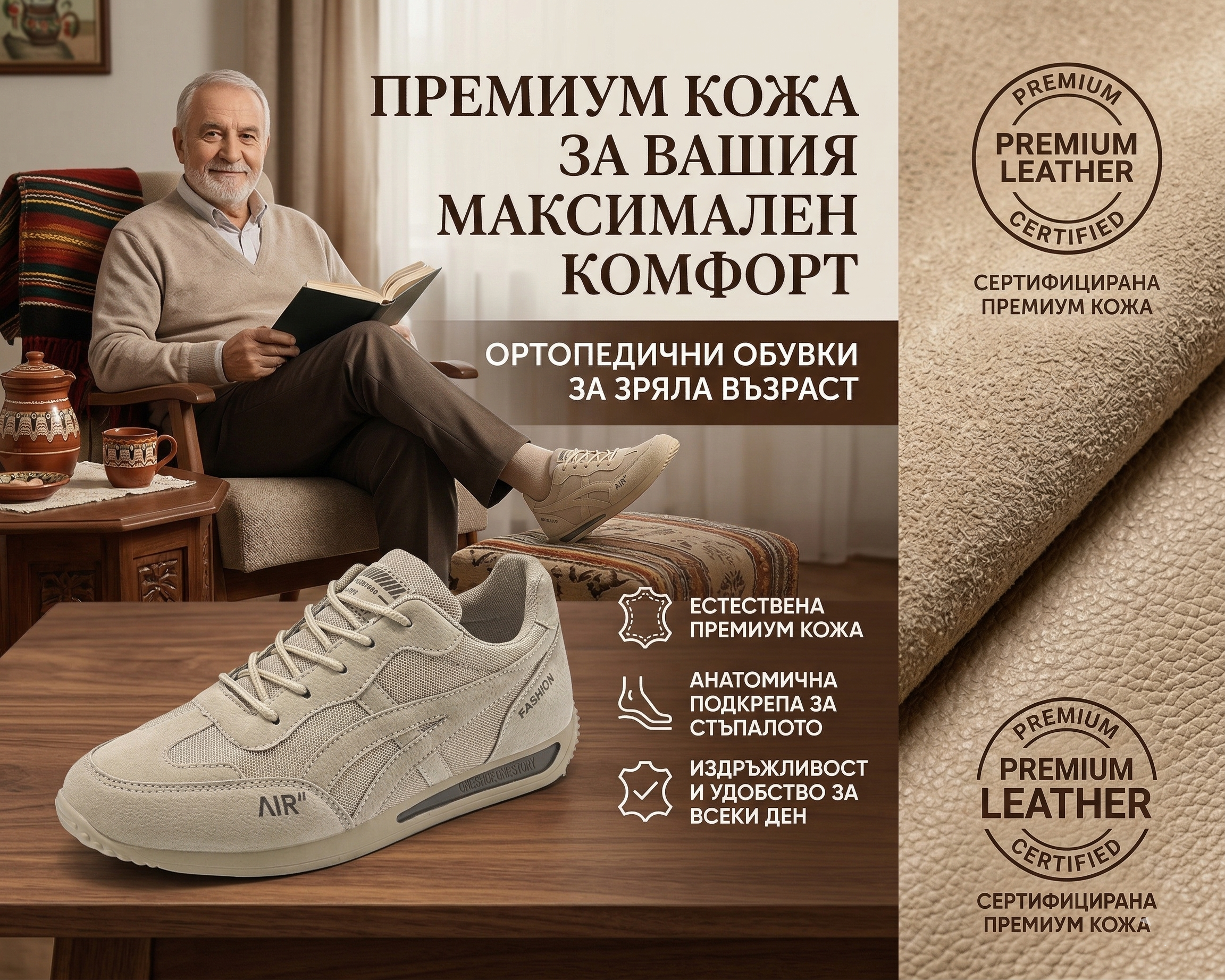 🐂 [Произведено в Италия] ✅ Висококачествена кожа + ръчно зашити: Унисекс 🔴 Препоръчано от ортопеди