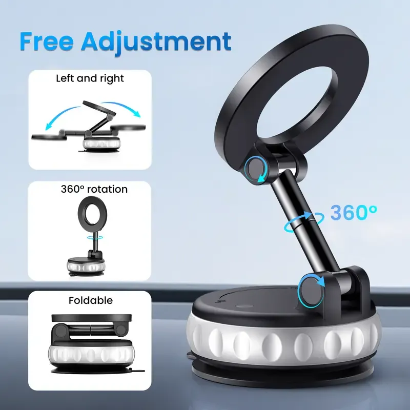 🏆 50K+ SOLD! – Almost Gone-2025 Upgrade Magnetic Car Phone Holder, 360oRotation & Extension, Car Vacuum Phone HolderMount with One-Step Lock, Compact & StableDesign, Car Accessories