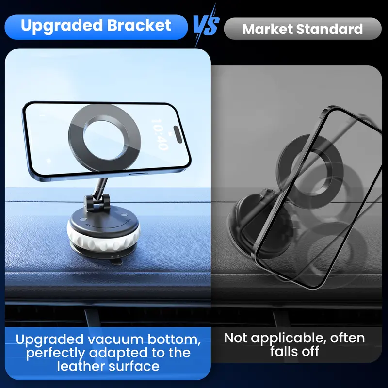 🏆 50K+ SOLD! – Almost Gone-2025 Upgrade Magnetic Car Phone Holder, 360oRotation & Extension, Car Vacuum Phone HolderMount with One-Step Lock, Compact & StableDesign, Car Accessories