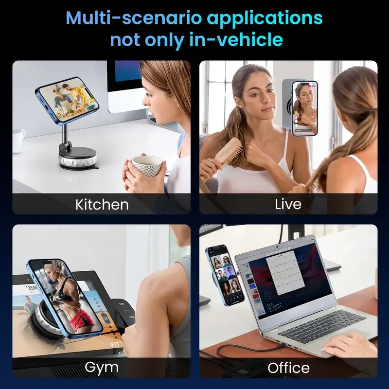 🏆 50K+ SOLD! – Almost Gone-2025 Upgrade Magnetic Car Phone Holder, 360oRotation & Extension, Car Vacuum Phone HolderMount with One-Step Lock, Compact & StableDesign, Car Accessories