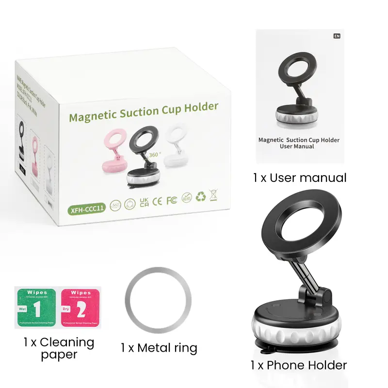 🏆 50K+ SOLD! – Almost Gone-2025 Upgrade Magnetic Car Phone Holder, 360oRotation & Extension, Car Vacuum Phone HolderMount with One-Step Lock, Compact & StableDesign, Car Accessories