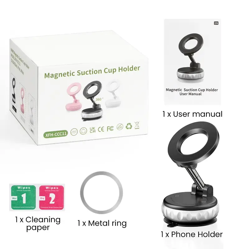 🏆 50K+ SOLD! – Almost Gone-2025 Upgrade Magnetic Car Phone Holder, 360oRotation & Extension, Car Vacuum Phone HolderMount with One-Step Lock, Compact & StableDesign, Car Accessories