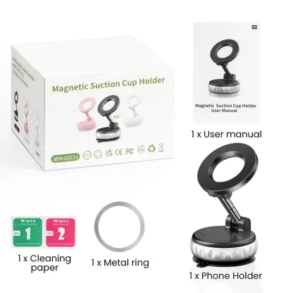 🏆 50K+ SOLD! – Almost Gone-2025 Upgrade Magnetic Car Phone Holder, 360oRotation & Extension, Car Vacuum Phone HolderMount with One-Step Lock, Compact & StableDesign, Car Accessories