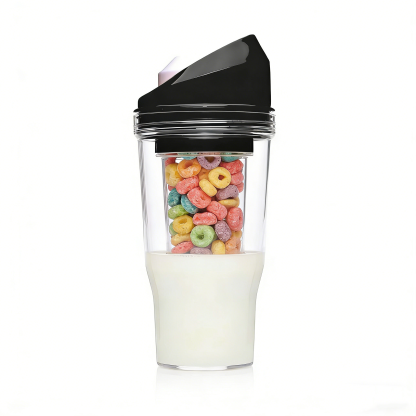 Portable Plastic Cereal Cup | Convenient Breakfast Cereal and Milk Container