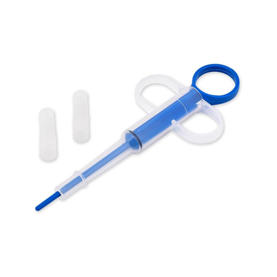 Small pet pill feeder with soft tip to prevent bites