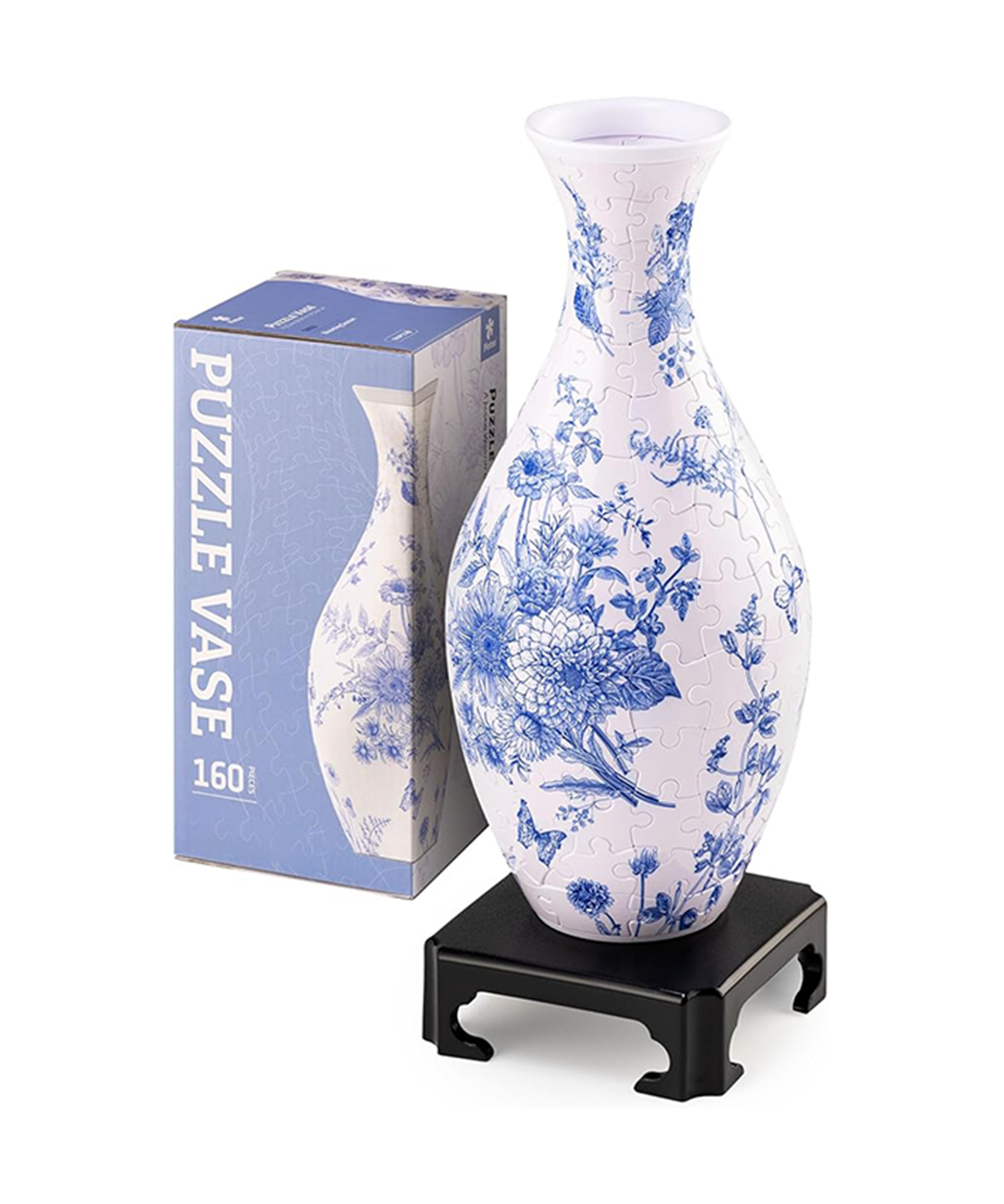 The 3D puzzle vase is made of 160 curved plastic puzzle pieces