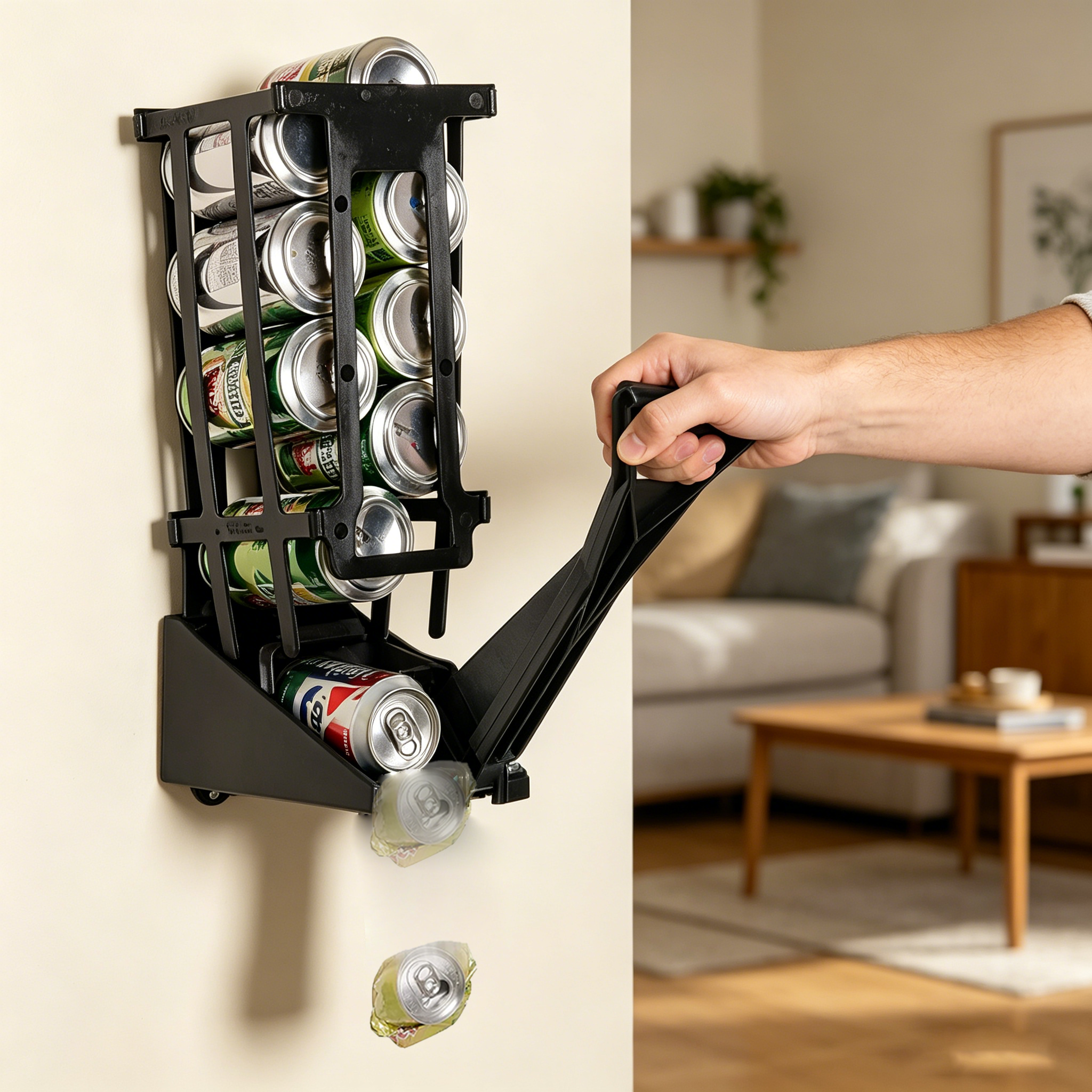 Manual can crusher requires no electricity or batteries