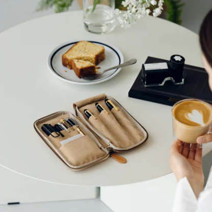 The pen case can be opened 180 degrees.