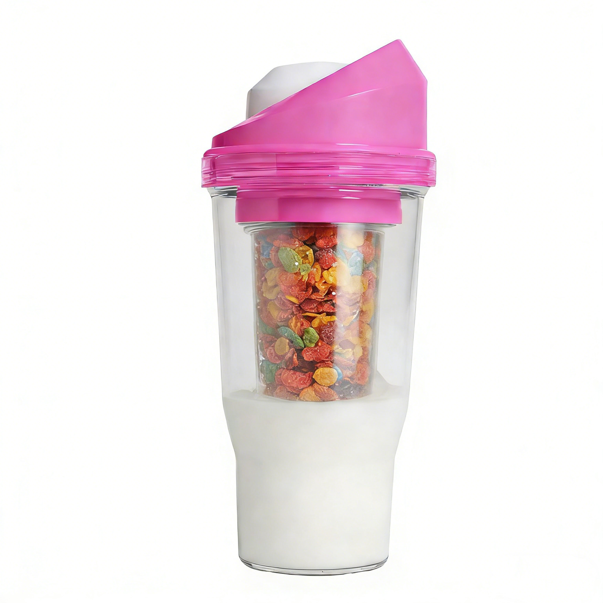Portable Plastic Cereal Cup | Convenient Breakfast Cereal and Milk Container
