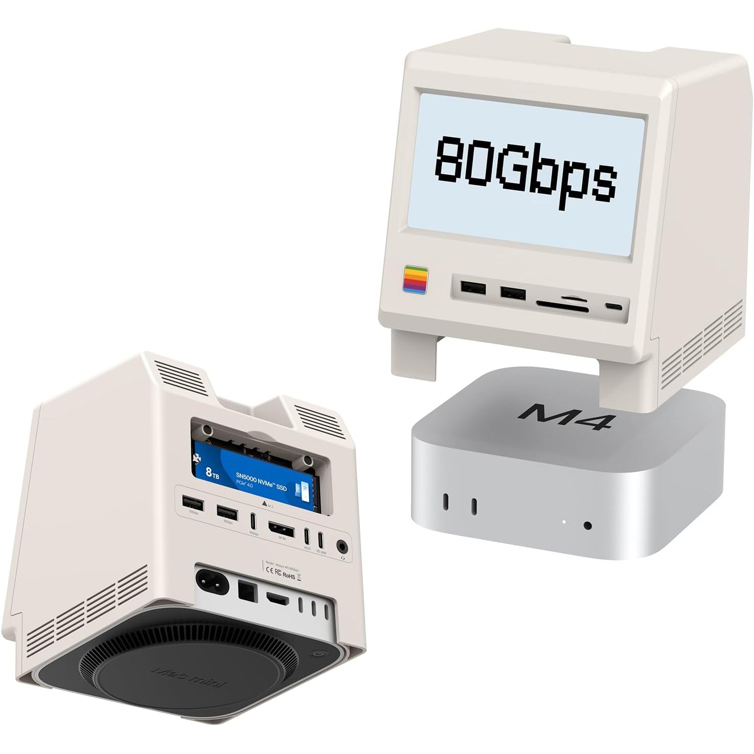 Hard Drive Enclosure with HD Display – Hub for Mac mini M4