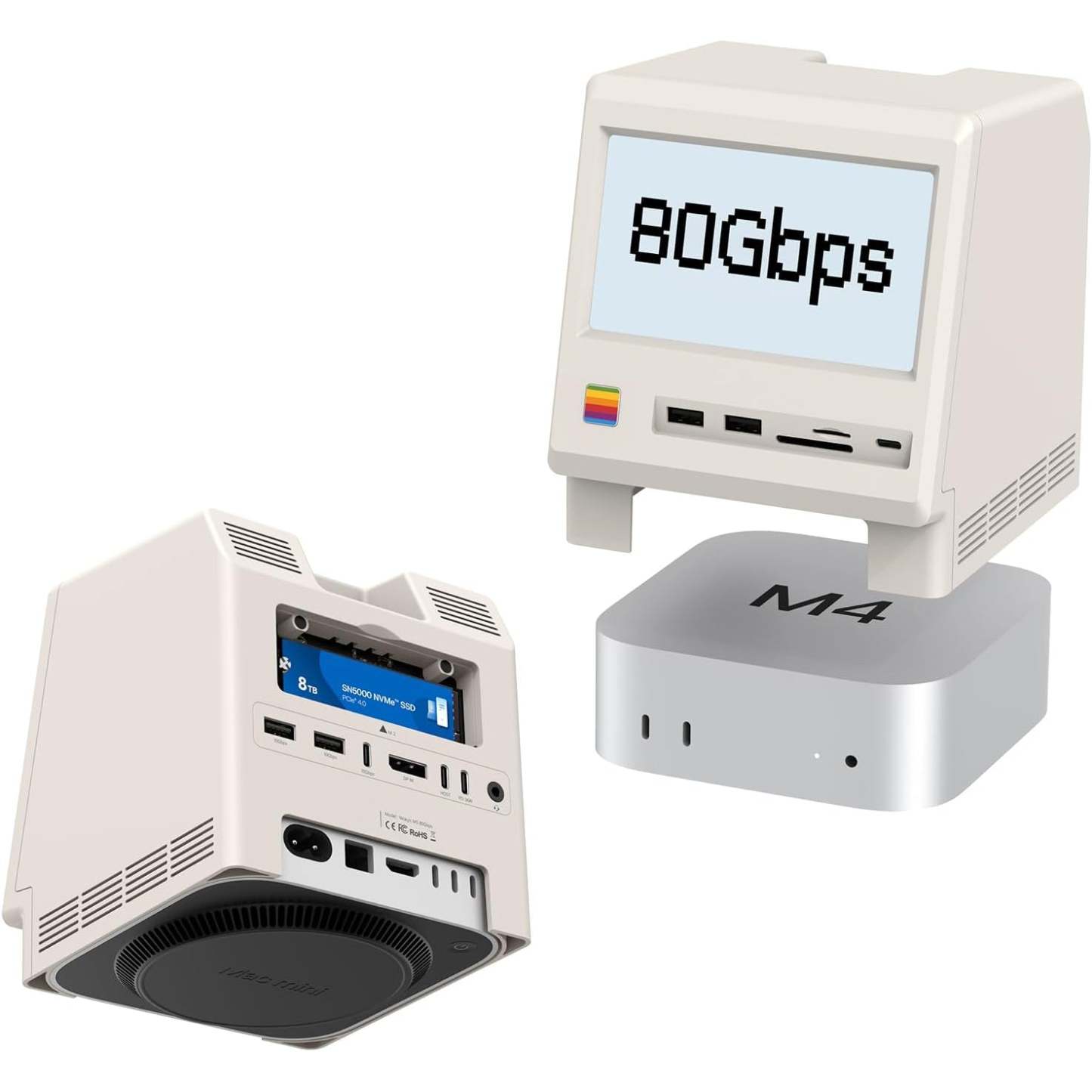 Hard Drive Enclosure with HD Display – Hub for Mac mini M4