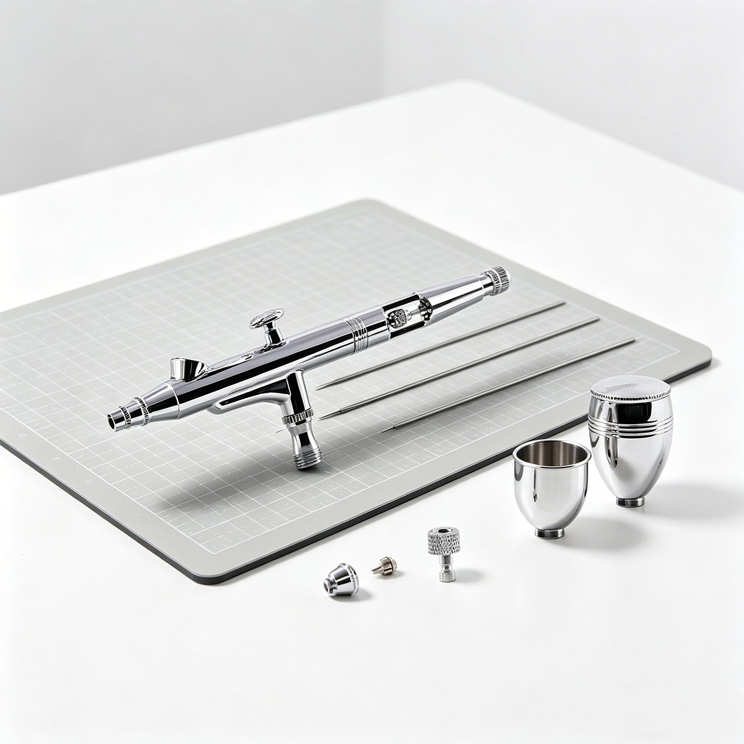Dual-action gravity spray gun and airbrush set