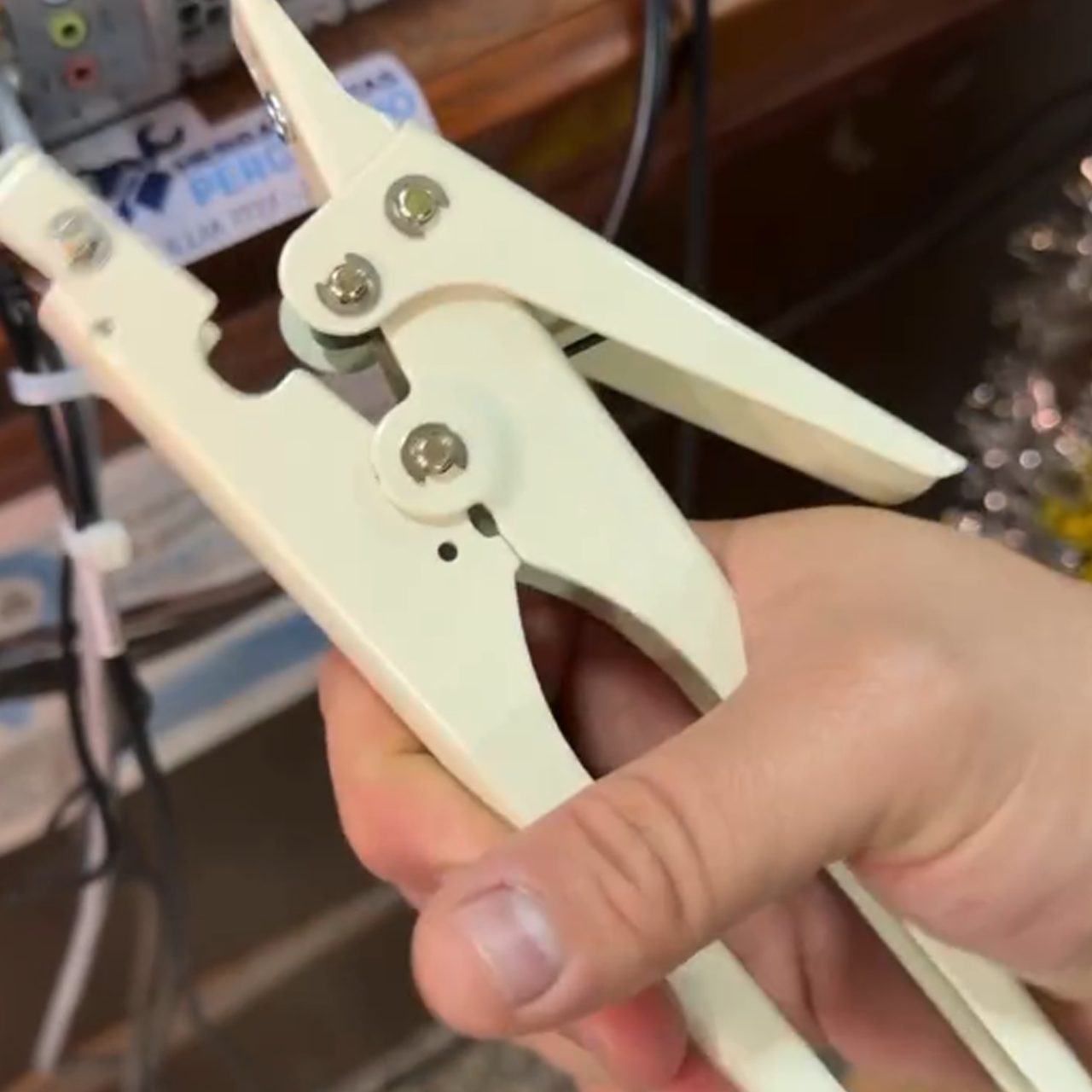 Cable tie guns are used for plastic cable ties.