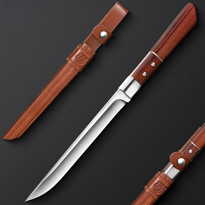 Outdoor survival hunting knife, fixed blade