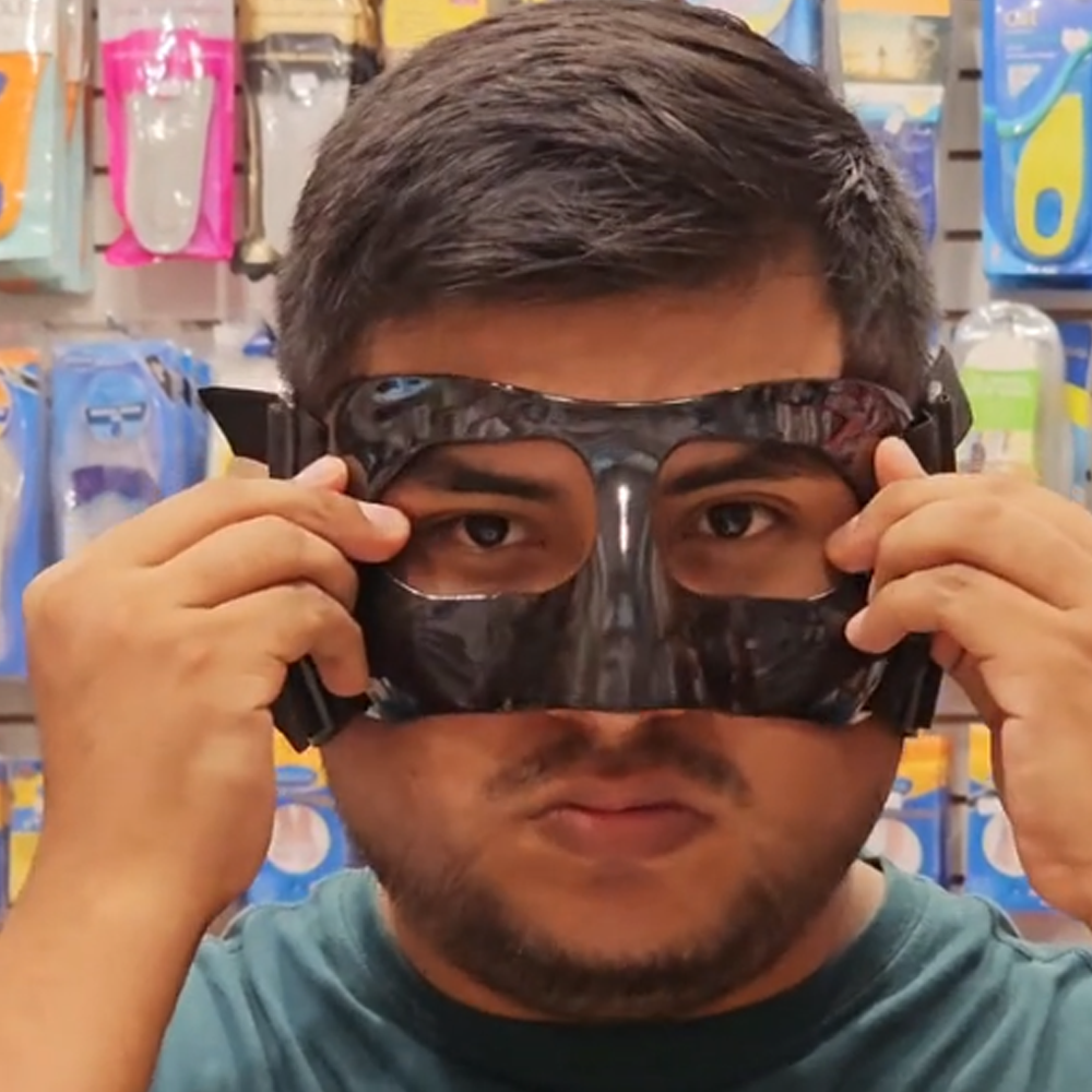 Nasal bone protector, padded and adjustable sports mask