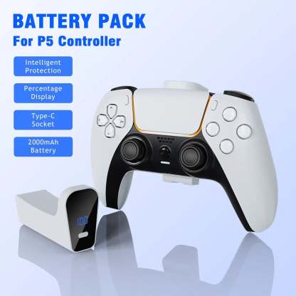 2000mAh Rechargeable Battery for PS5 Controller with USB-C Fast Charging, LED Indicator