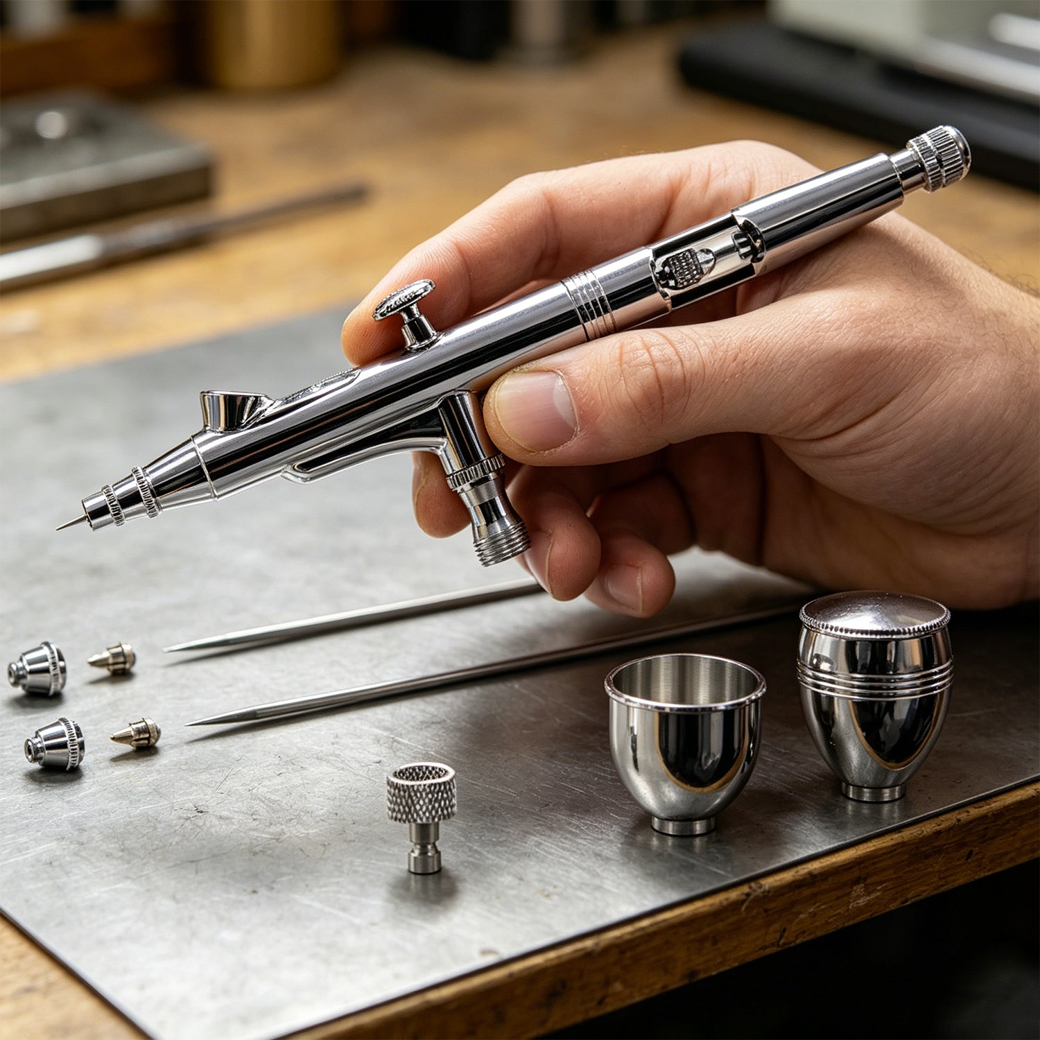 Dual-action gravity spray gun and airbrush set