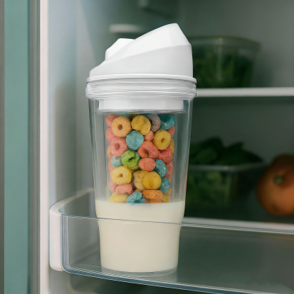 Portable Plastic Cereal Cup | Convenient Breakfast Cereal and Milk Container