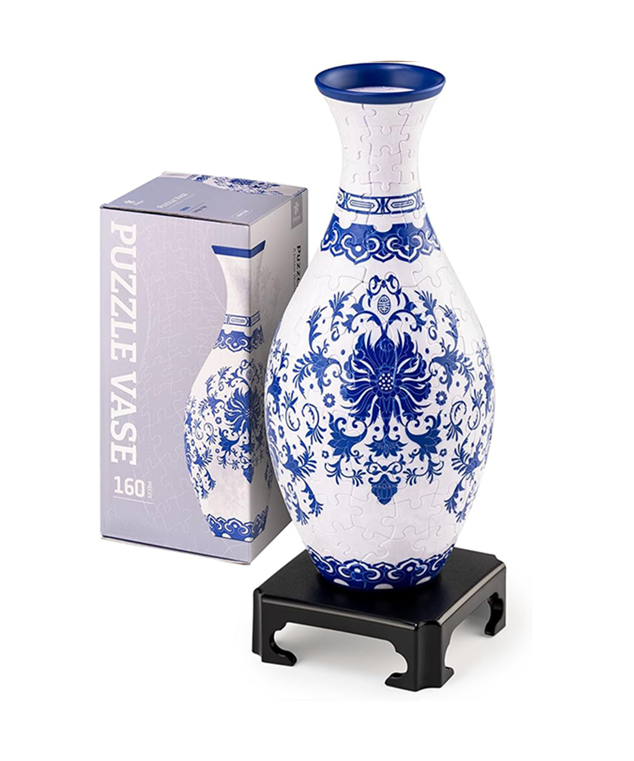 The 3D puzzle vase is made of 160 curved plastic puzzle pieces
