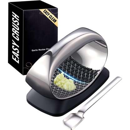 Garlic Press – No Peel Required, Stainless Steel, with Detachable Handle for Easy Crushing