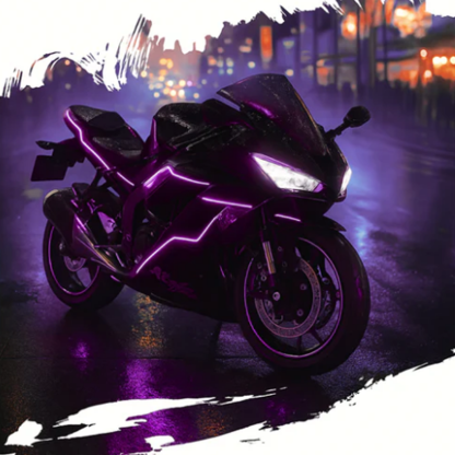 Motorcycle LED fluorescent lights wrapped all over