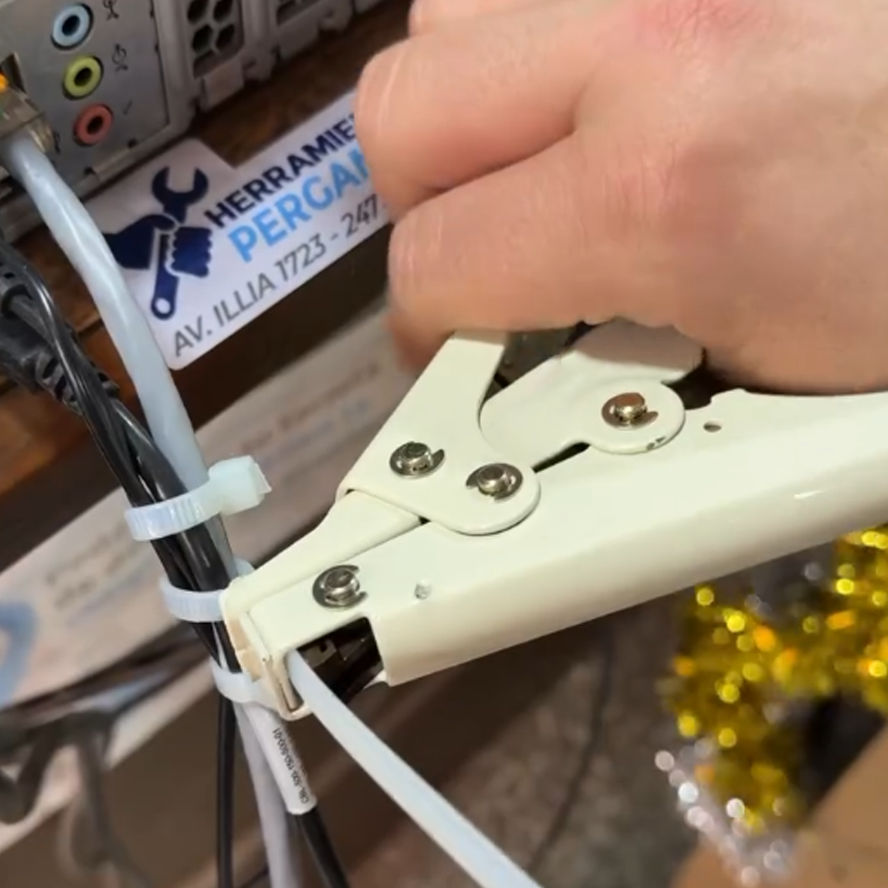 Cable tie guns are used for plastic cable ties.