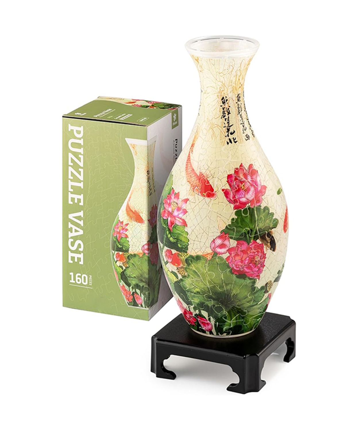The 3D puzzle vase is made of 160 curved plastic puzzle pieces