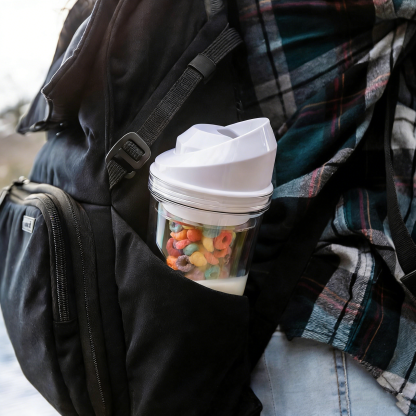 Portable Plastic Cereal Cup | Convenient Breakfast Cereal and Milk Container
