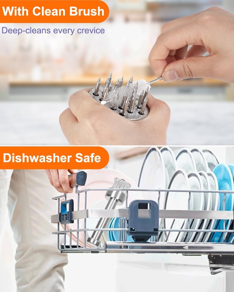 Meat Tenderizer, 304 Stainless Steel with 21 Needle Heads & Retractable Safety Guard