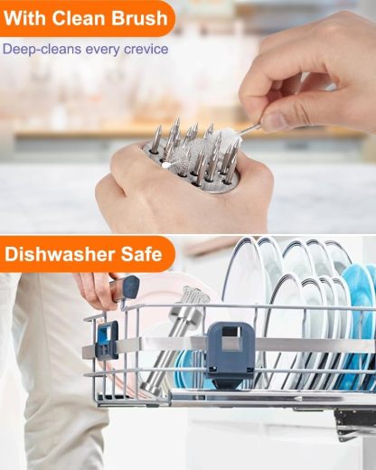 Meat Tenderizer, 304 Stainless Steel with 21 Needle Heads & Retractable Safety Guard