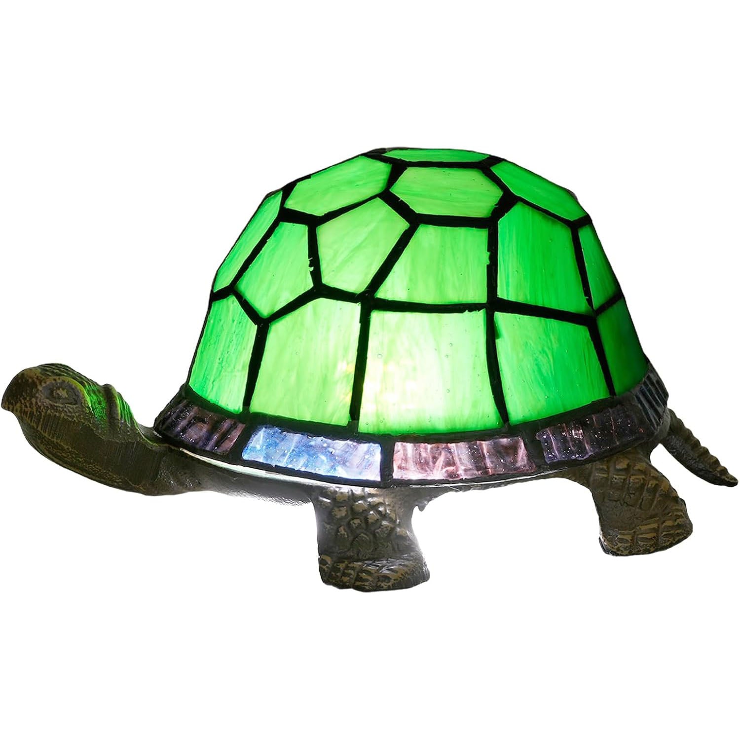 Stained Glass Turtle Table Lamp – Green | Handcrafted
