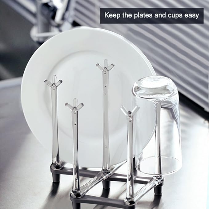 Extendable cup drying rack with non-slip bottom