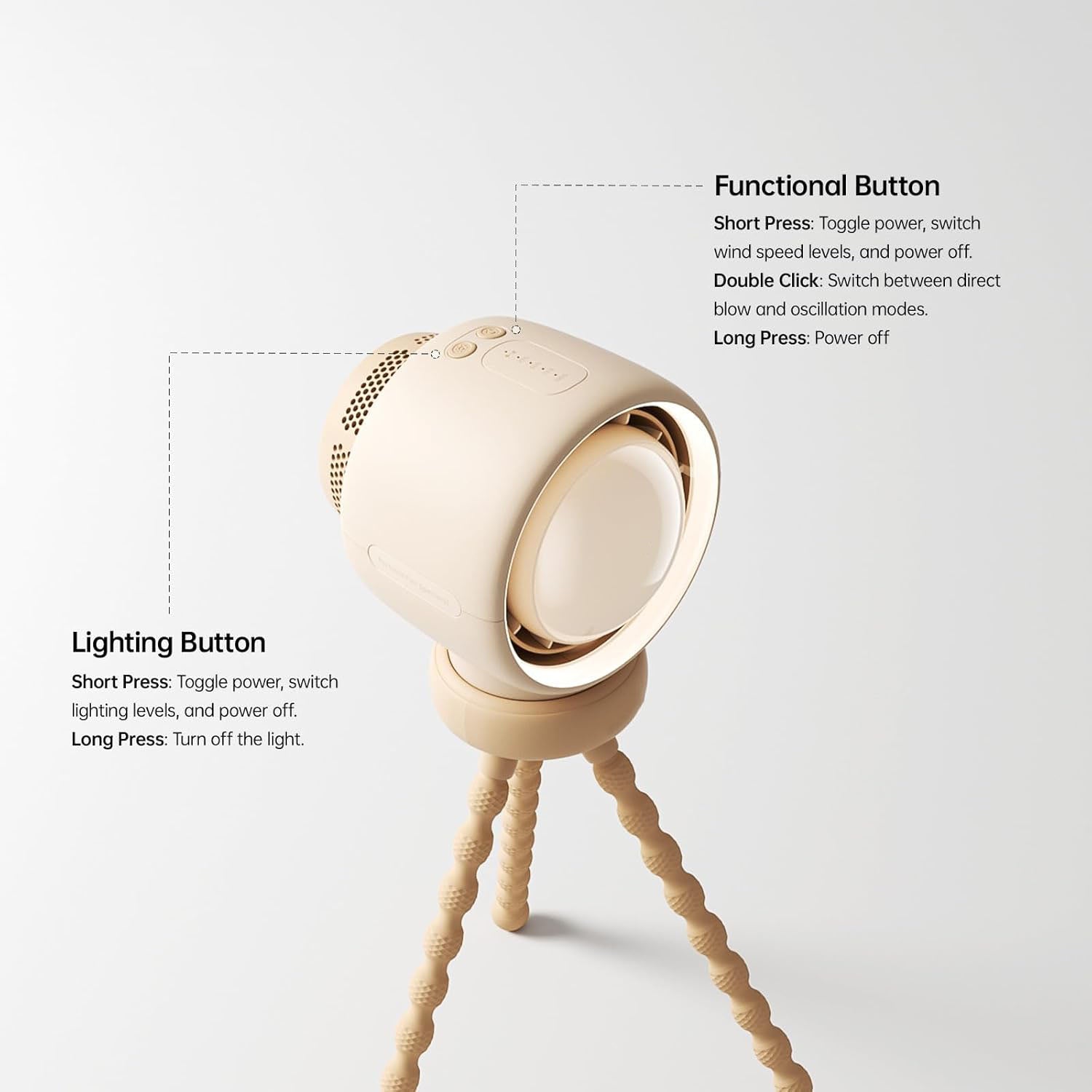 Baby Stroller Fan - Large, Safe Bladeless Fan with Night Light and Rechargeable 4000mAh Battery