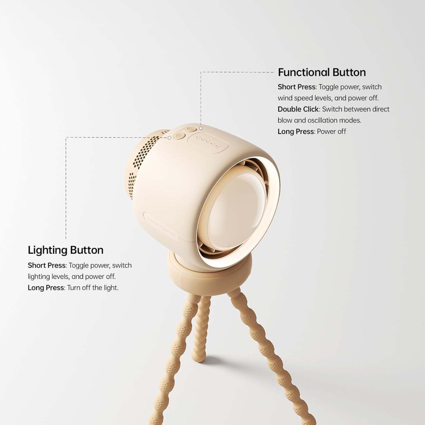 Baby Stroller Fan - Large, Safe Bladeless Fan with Night Light and Rechargeable 4000mAh Battery