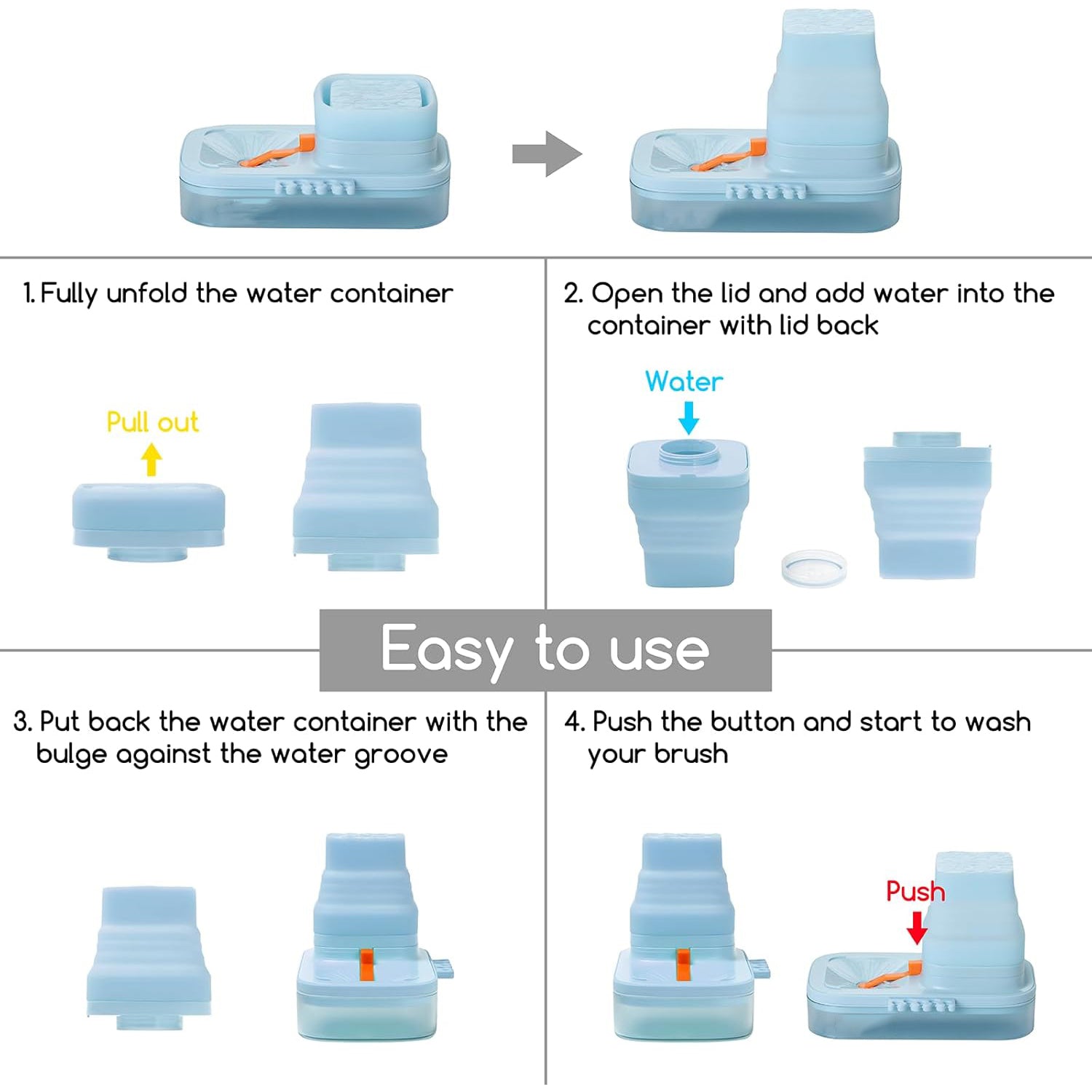 Portable Brush Washer – 5-Slot Silicone Paint Cleaner with Drain