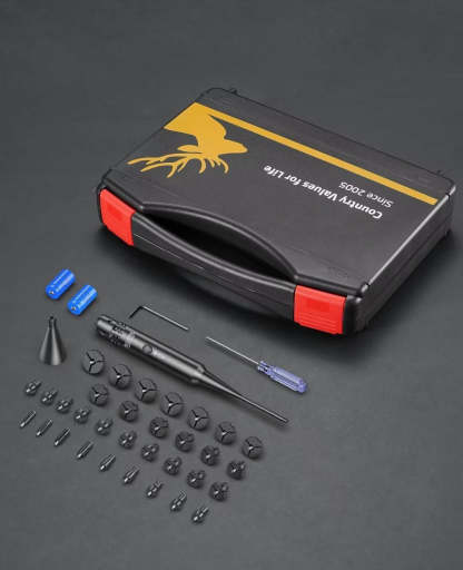 Professional Laser Boresighter Kit – 32 Adapters for .17 to 12 Gauge